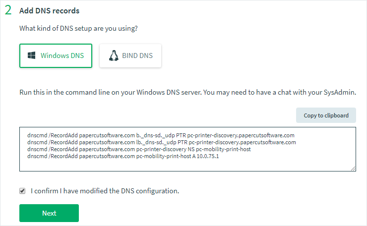 Screenshot of the 'Add DNS records' dialog box